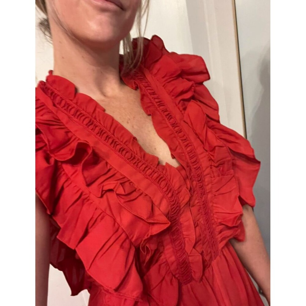 Chic Ruffled Red Maxi Dress - Picture 4 of 10